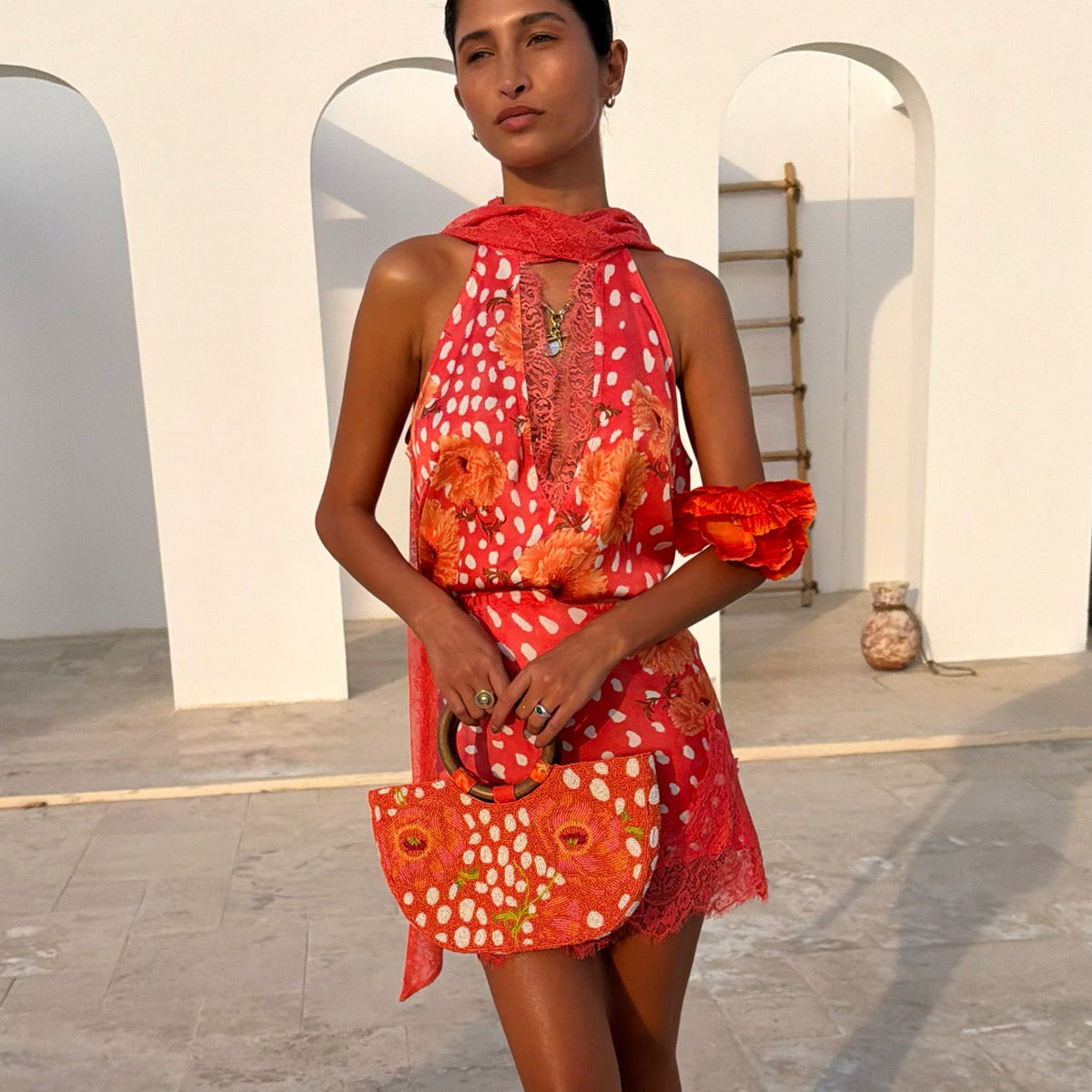 Coral Fawn Poppy Lily Top