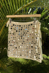 Cream Beaded Mirror Skirt