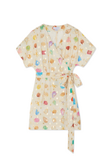 Cream Shell Mini Wrap Dress Petite