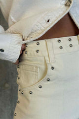 Ecru Studded Hot Pant