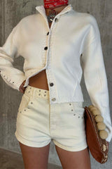 Ecru Studded Hot Pant