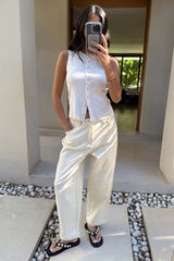 Ecru Studded Button Tank