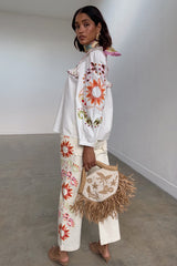 Ecru Enchanted Cut Work Scallop Jeans