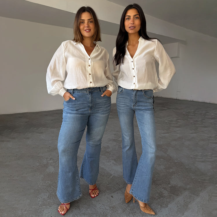 Denim Flare Scallop Jean
