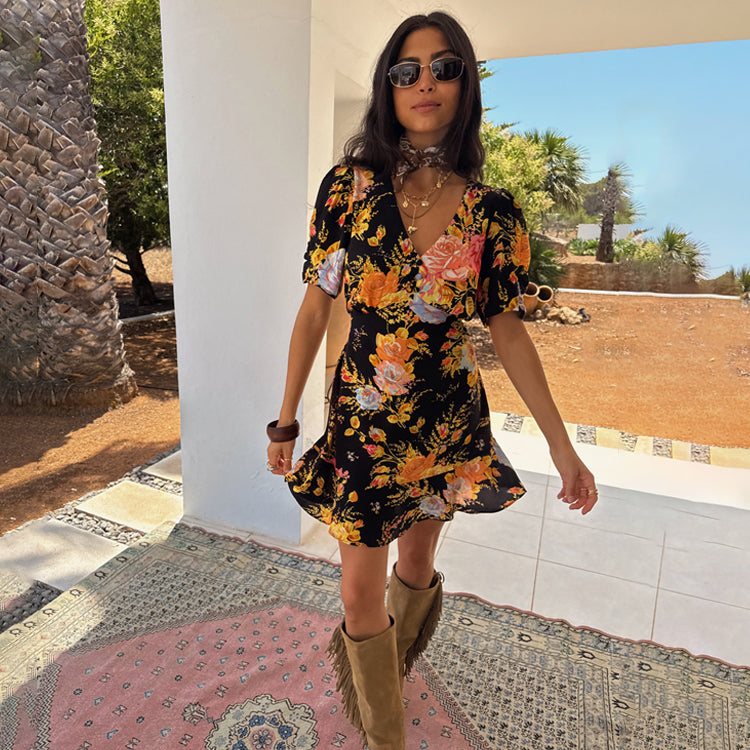 Black Sofia Mini Tea Dress