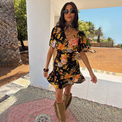 Black Sofia Mini Tea Dress