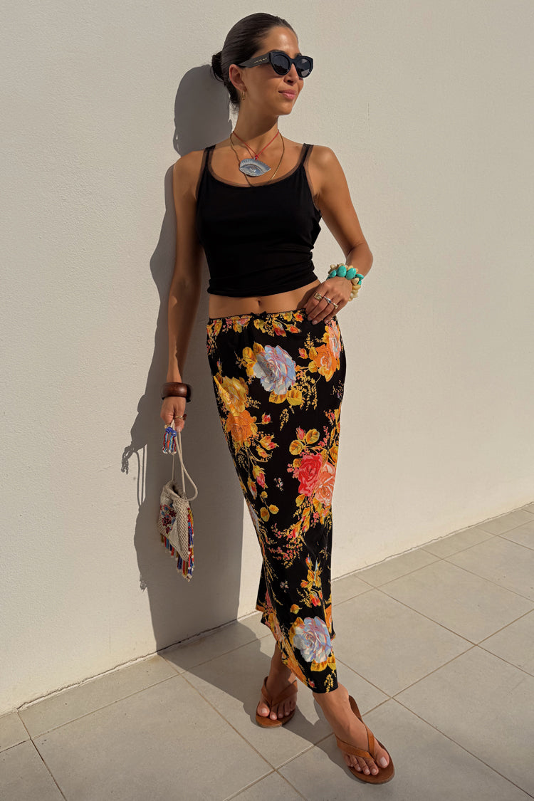 Black Floral Sofia Maxi Skirt