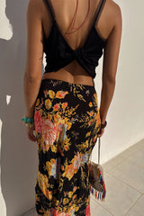 Black Floral Sofia Maxi Skirt