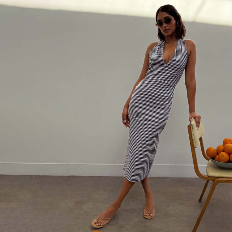 Gingham Halterneck Dress