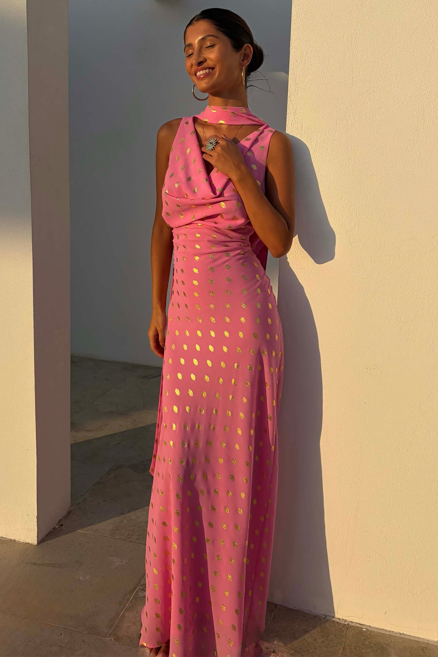 Pink Sophie Dress with Gold Fleck