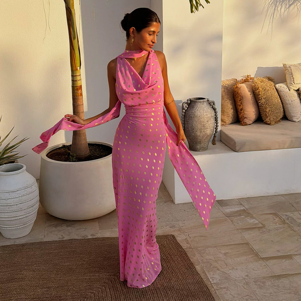 Pink Sophie Dress with Gold Fleck