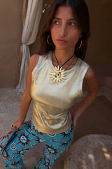 Gold Ribbed Tank Top