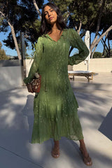 Green Jacquard Harmony Dress