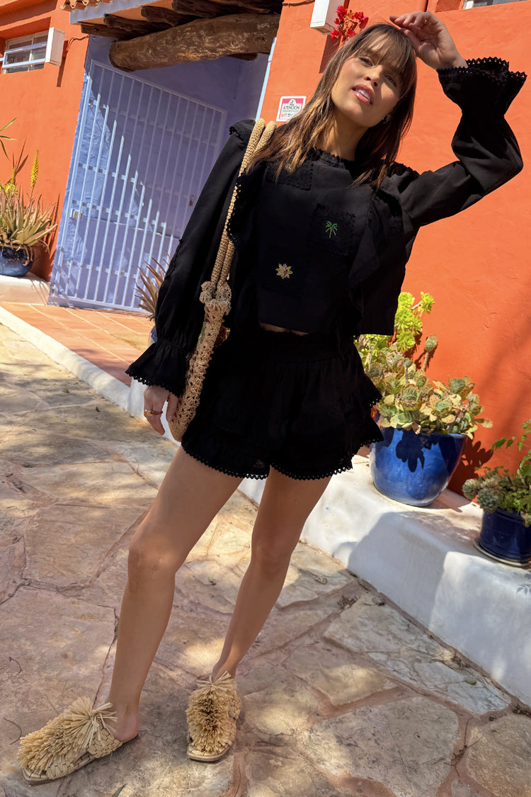 Black Ruffle Shorts