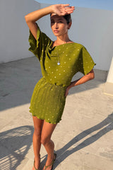 Khaki Mini Plisse Tilly Dress