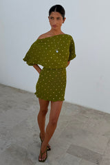 Khaki Mini Plisse Tilly Dress
