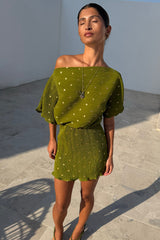Khaki Mini Plisse Tilly Dress