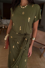 Khaki Shell Midi Dress