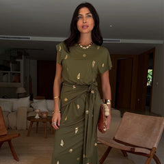 Khaki Shell Midi Dress