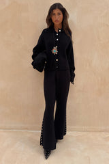 Black Studded Knit Trousers