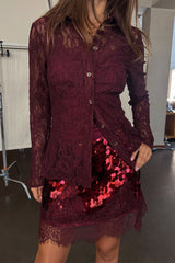 Burgundy Lace Shirt