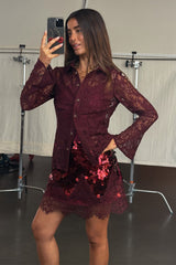 Burgundy Lace Shirt