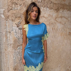 Blue and Lemon Kira Top