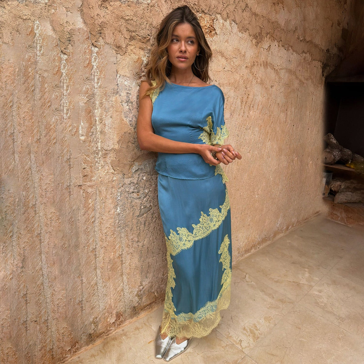 Blue and Lemon Millie Skirt