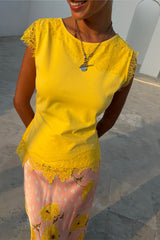 Yellow Lace Insert Top