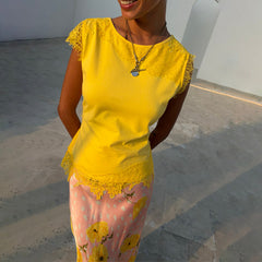 Yellow Lace Insert Top
