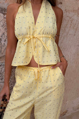 Lemon Pinstripe Halter Waistcoat