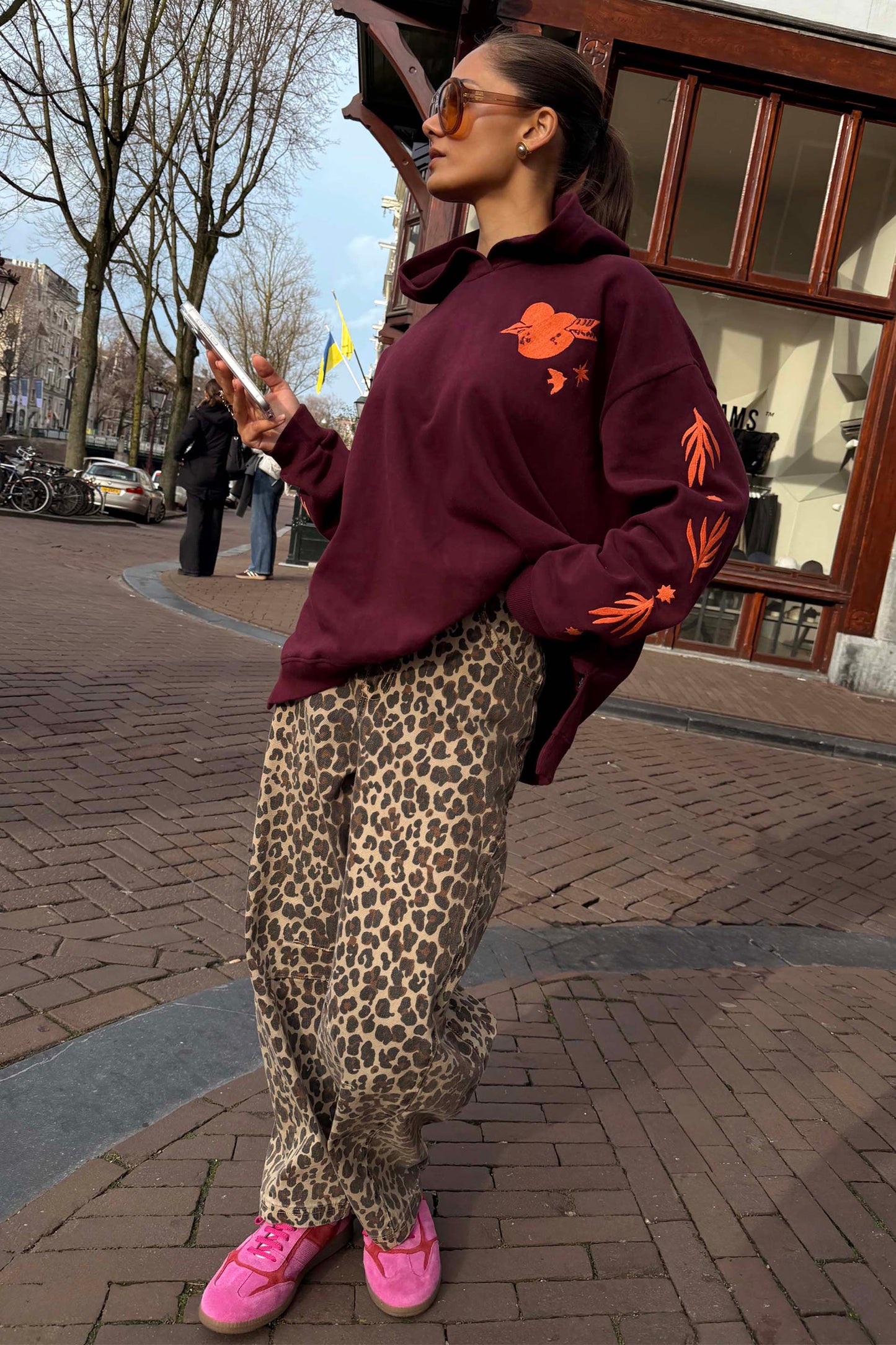 Leopard Barrel Jean
