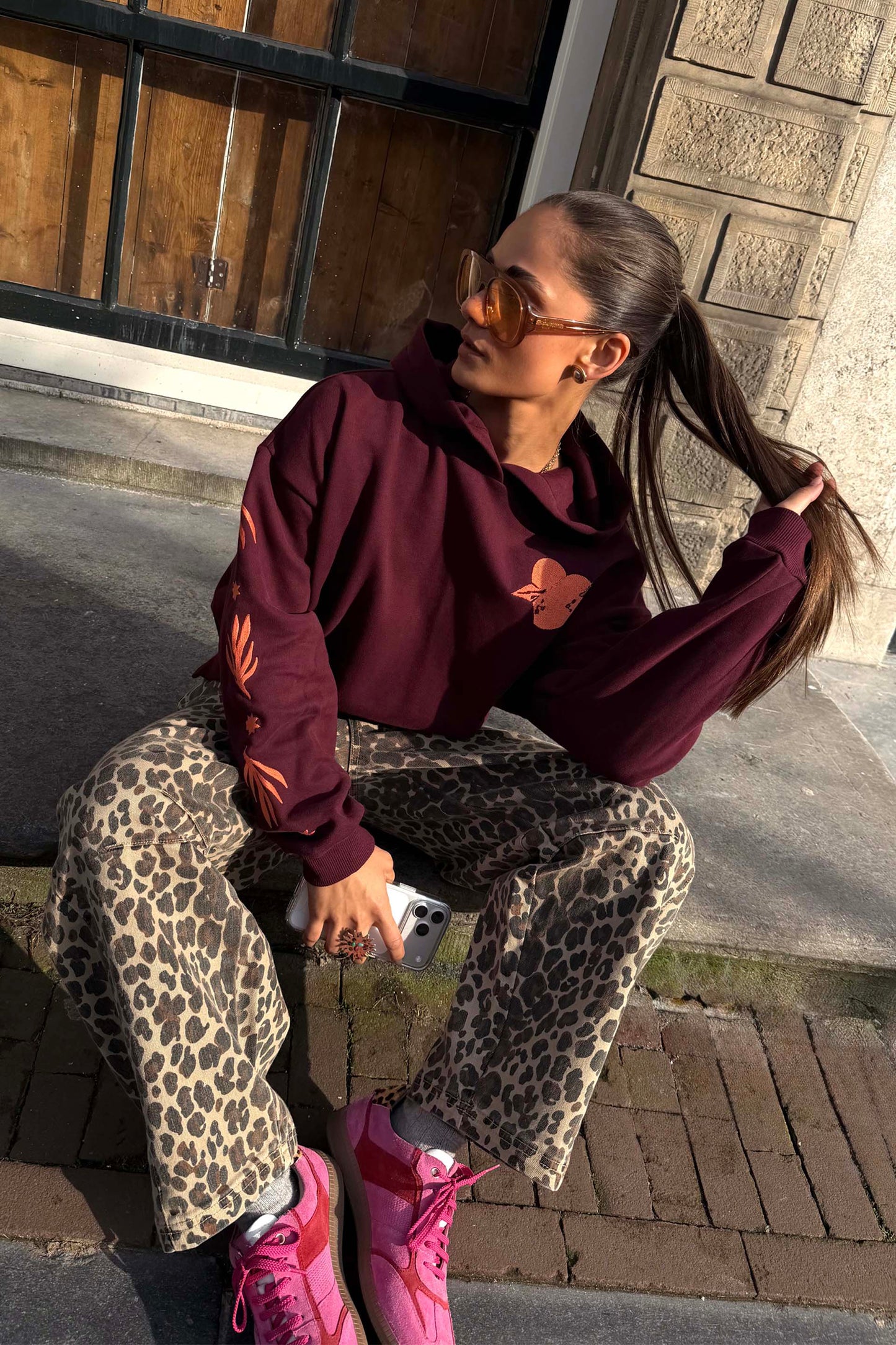Leopard Barrel Jean