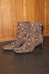 Chocolate Studded Suede Boots