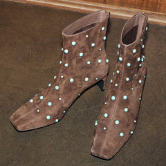 Chocolate Studded Suede Boots