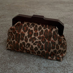 Lucia Leopard Denim Bag