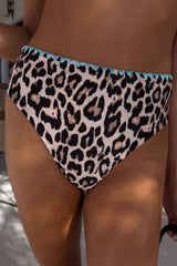 Leopard Whipstitch High Waist Bikini Bottom