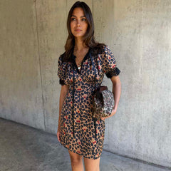 Cherry Leopard Mini Lyla Dress