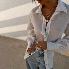 White Studded Tie Back Shirt