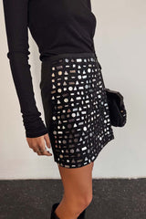 Black Beaded Mirror Skirt
