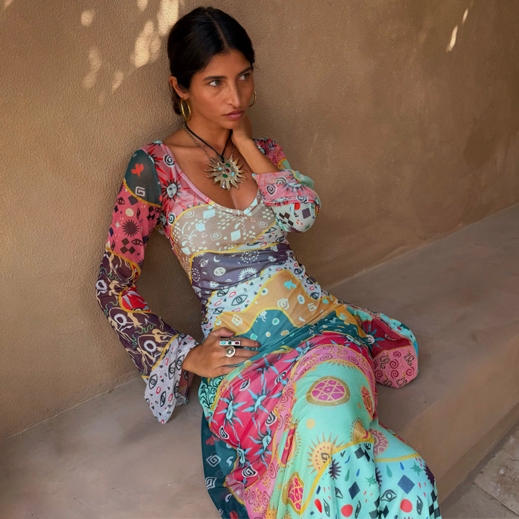 Pastel Morocco Mesh Vivi Dress