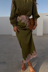 Olive & Pink Lily Skirt
