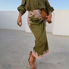 Olive & Pink Lily Skirt