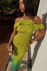 Lime Ombre Plisse Claudia Dress