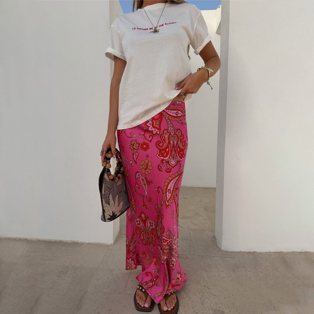Pink Paisley Dorris Skirt