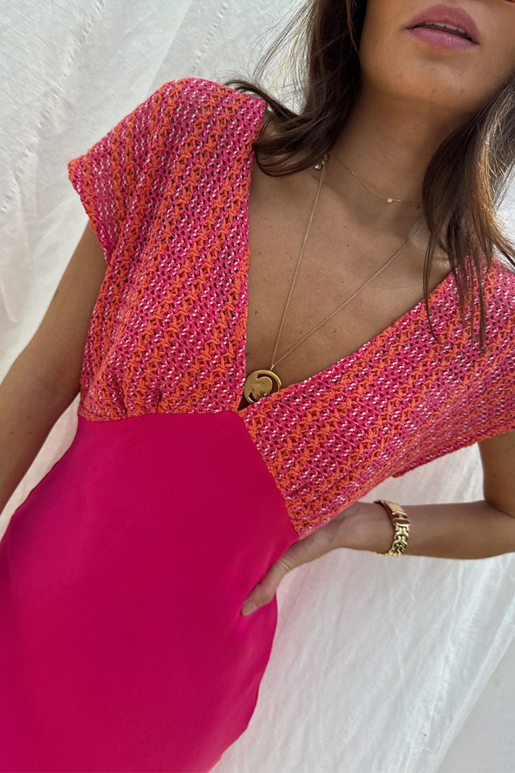 Pink and Red Crochet Elodie Dress