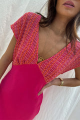 Pink and Red Crochet Elodie Dress