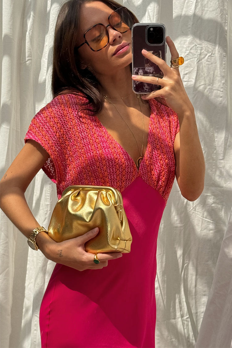 Pink and Red Crochet Elodie Dress
