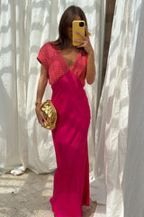 Pink and Red Crochet Elodie Dress