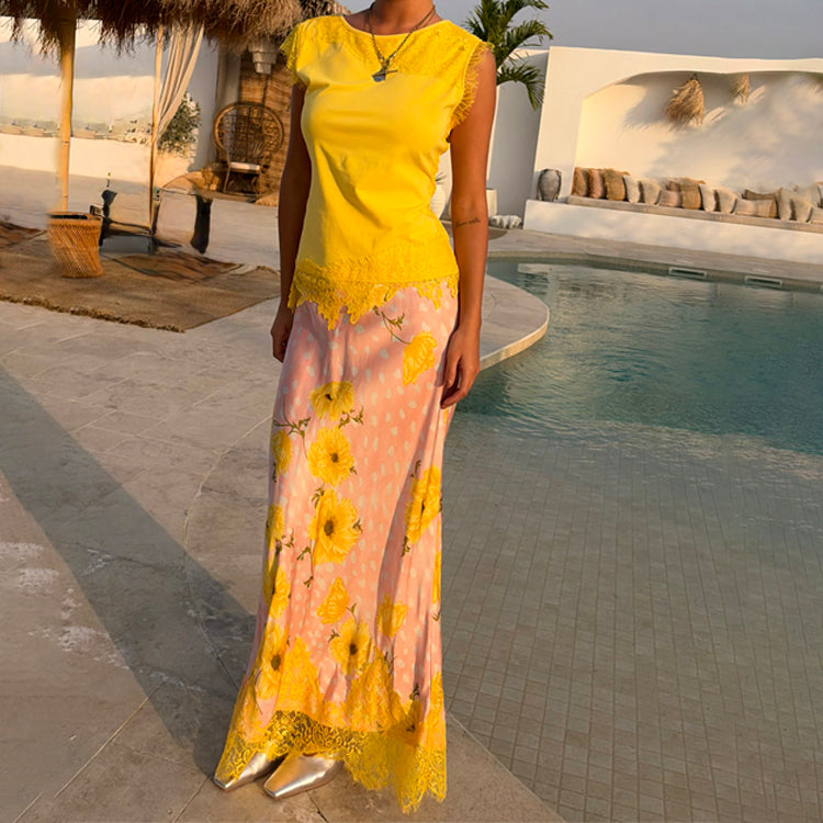 Pink Fawn Poppy Midi Maeva Skirt